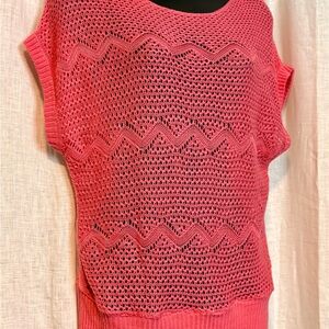 💥3/$30💥Pink Open Knit Mesh Sleeveless Top Festival Boho Beach